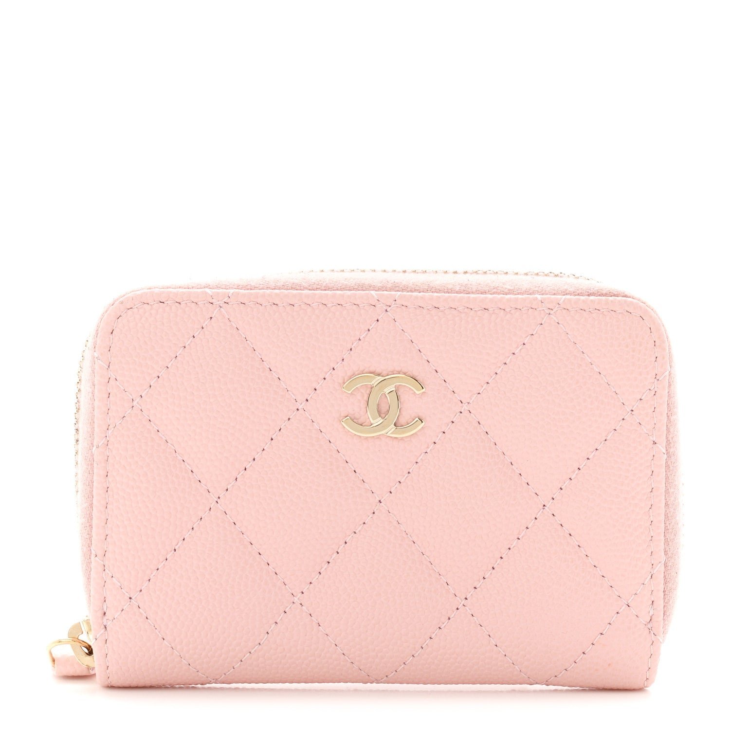 Chanel Caviar Quilted Zip Coin Purse Pink