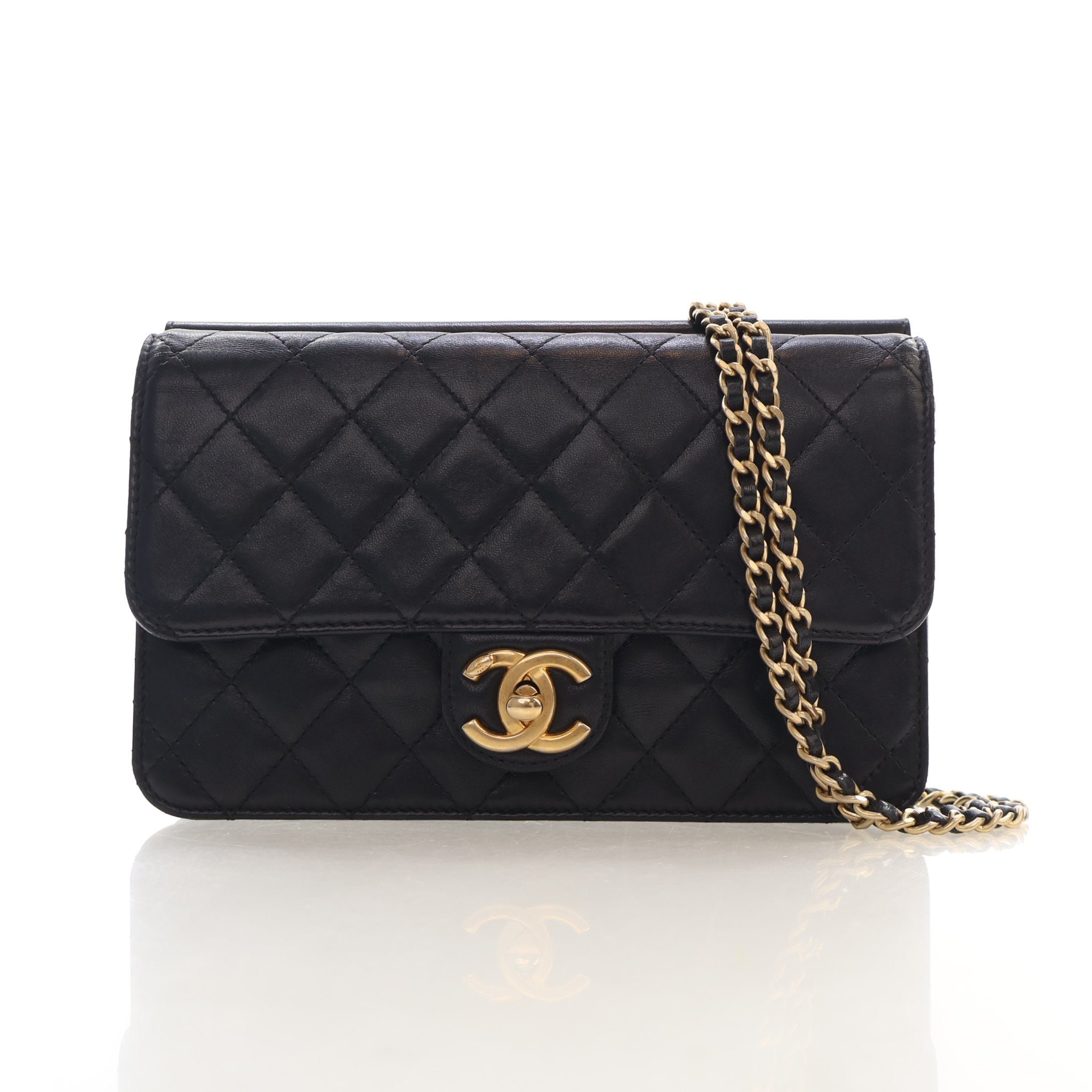 Chanel Lambskin Clutch With Chain