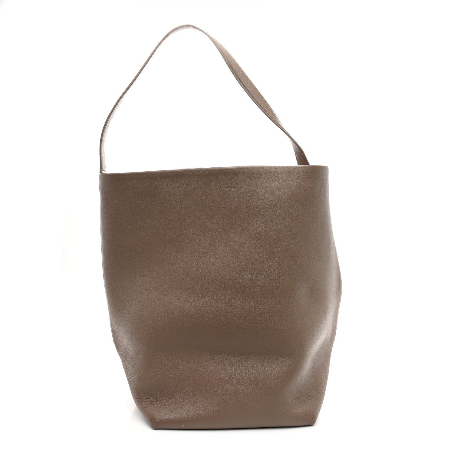 The Row Grained Calfskin Large N/S Park Tote Dark Taupe