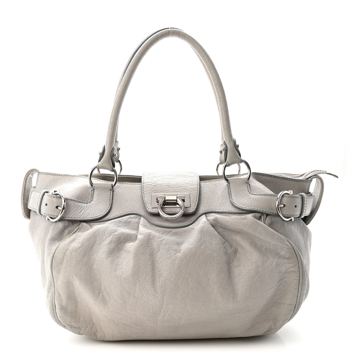 Salvatore Ferragamo Salvatore Ferragamo Calfskin Marisa Shoulder Bag Grey