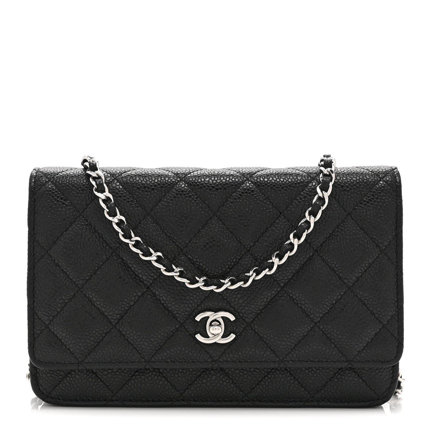 Chanel Caviar Quilted CC Turnlock Wallet On Chain WOC Black