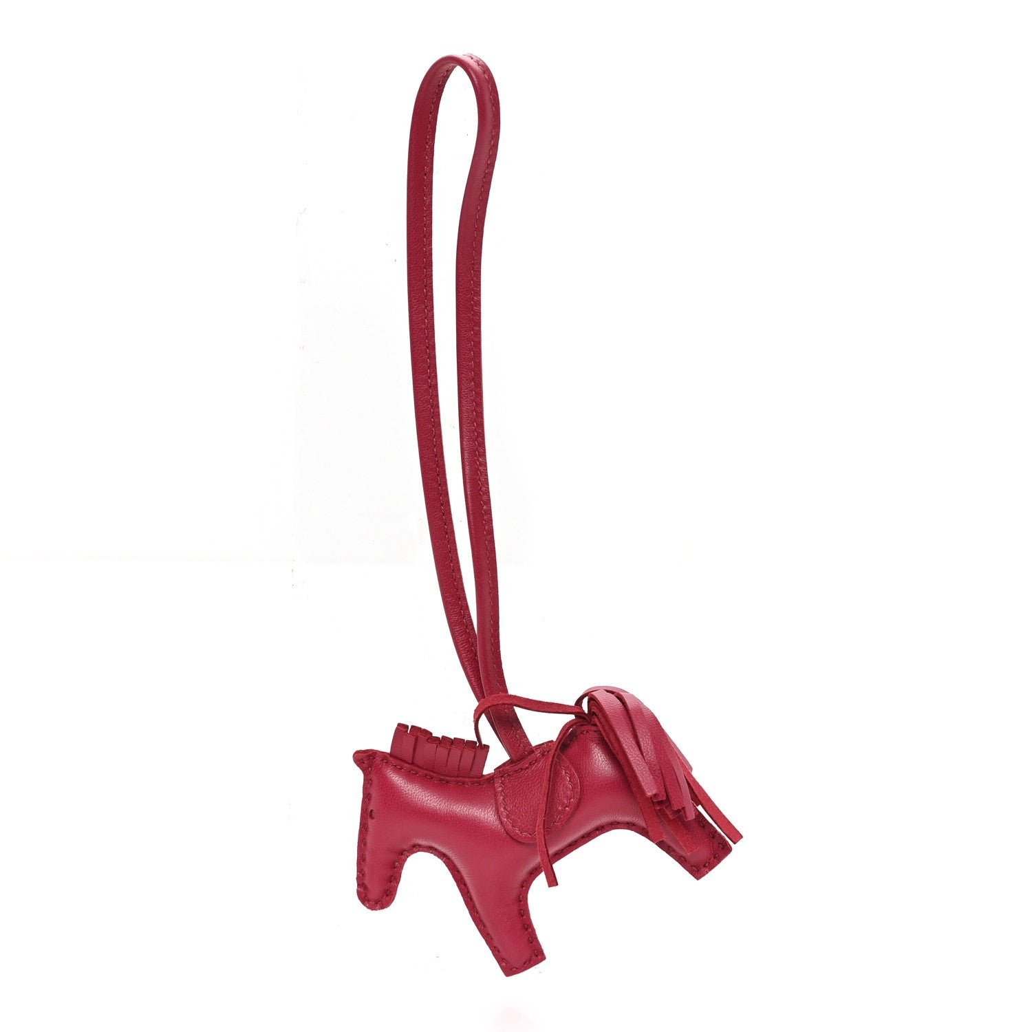 Hermes Milo Lambskin Grigri Rodeo Horse Bag Charm PM Rubis