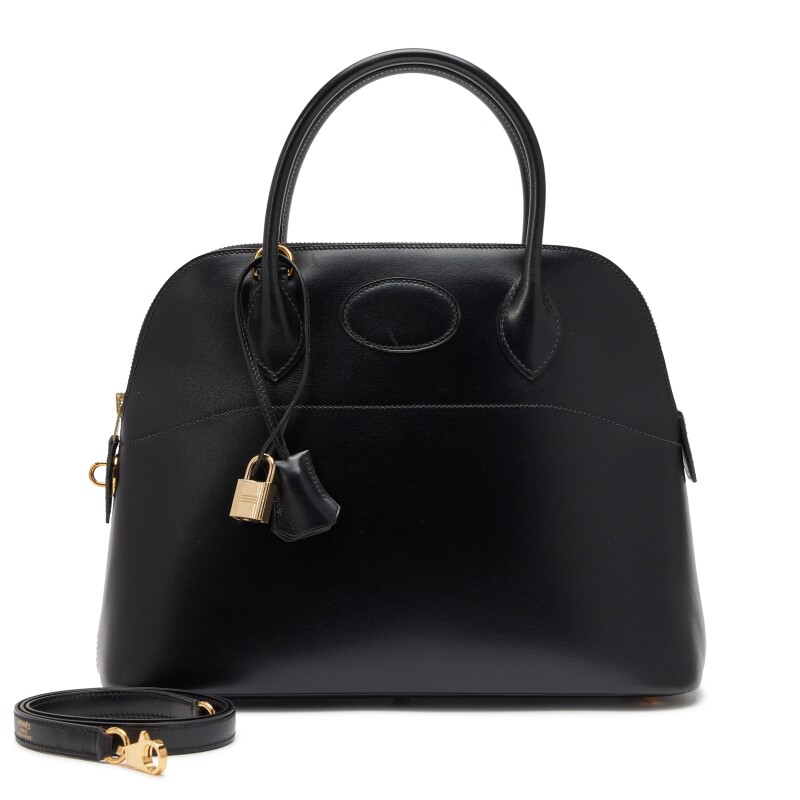 Hermes Vintage Black Box Calf Bolide 31 Gold Hardware, 1999