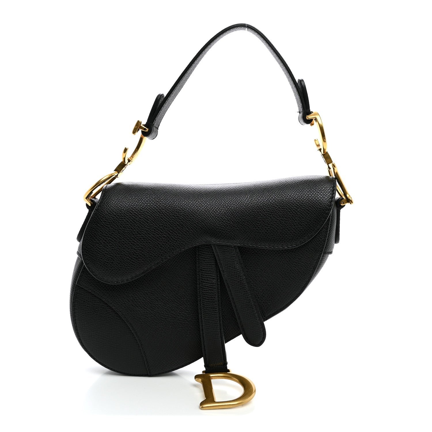 Christian Dior Grained Calfskin Mini Saddle Bag Black