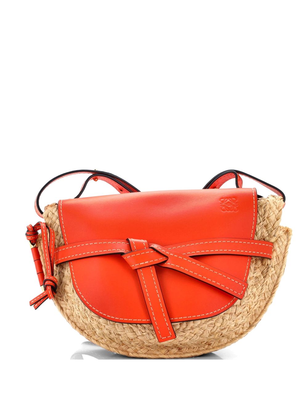 Gate Leather with Raffia Small shoulder bag