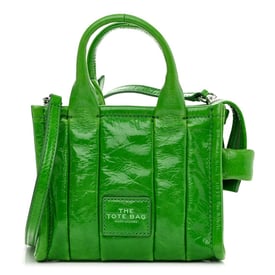 Marc Jacobs Shiny Crinkled Calfskin Mini The Tote Bag Green Glow