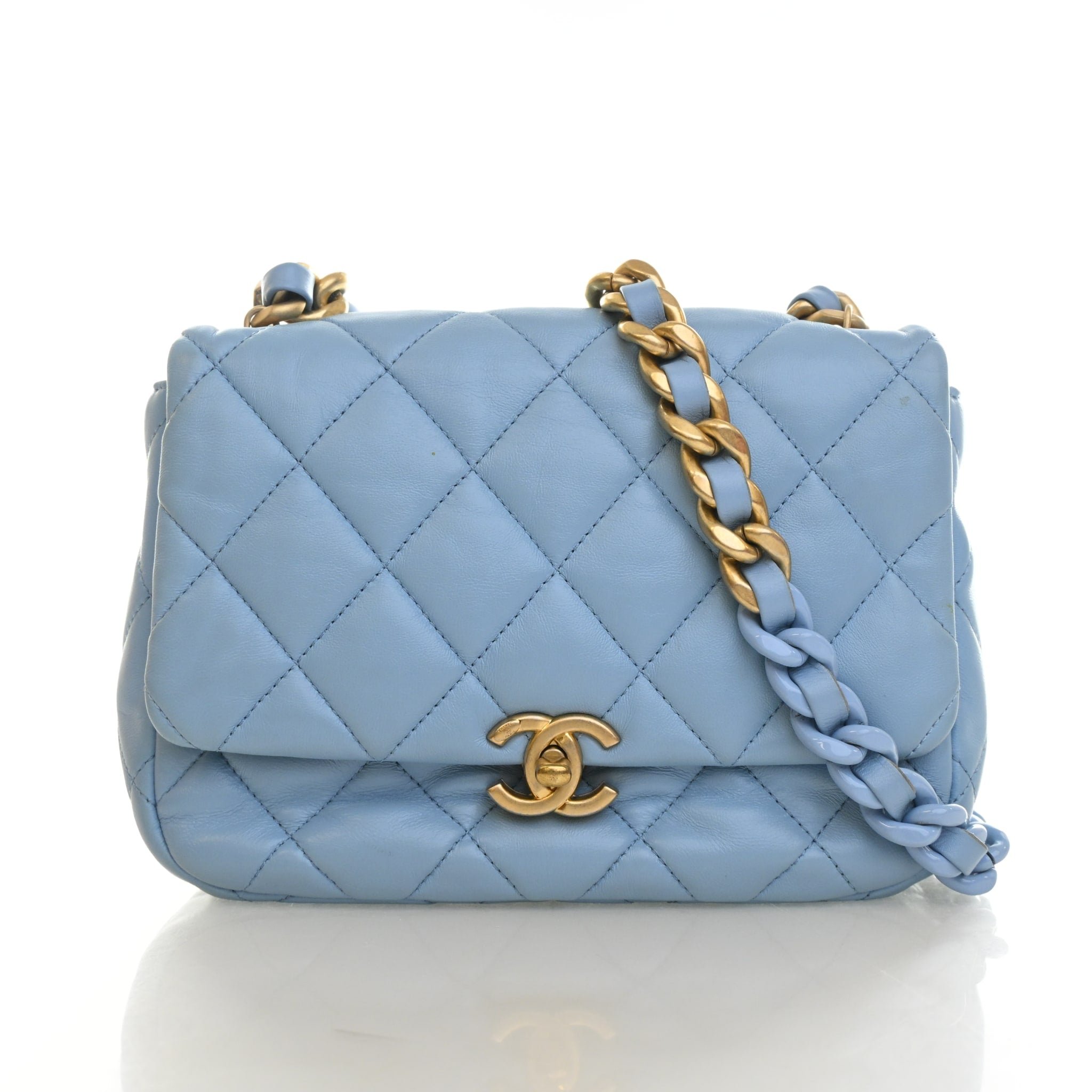 Chanel Lambskin Lacquered Chain Flap Bag