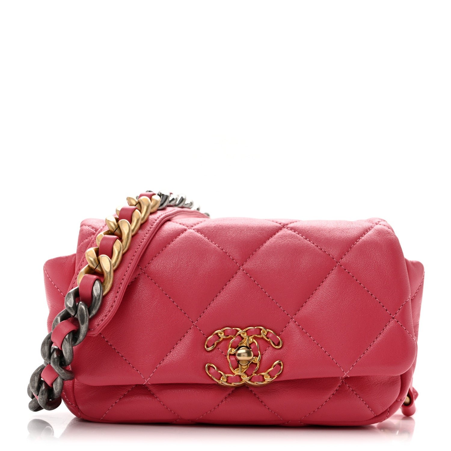 Chanel Lambskin Quilted Chanel 19 Waist Bag Pink