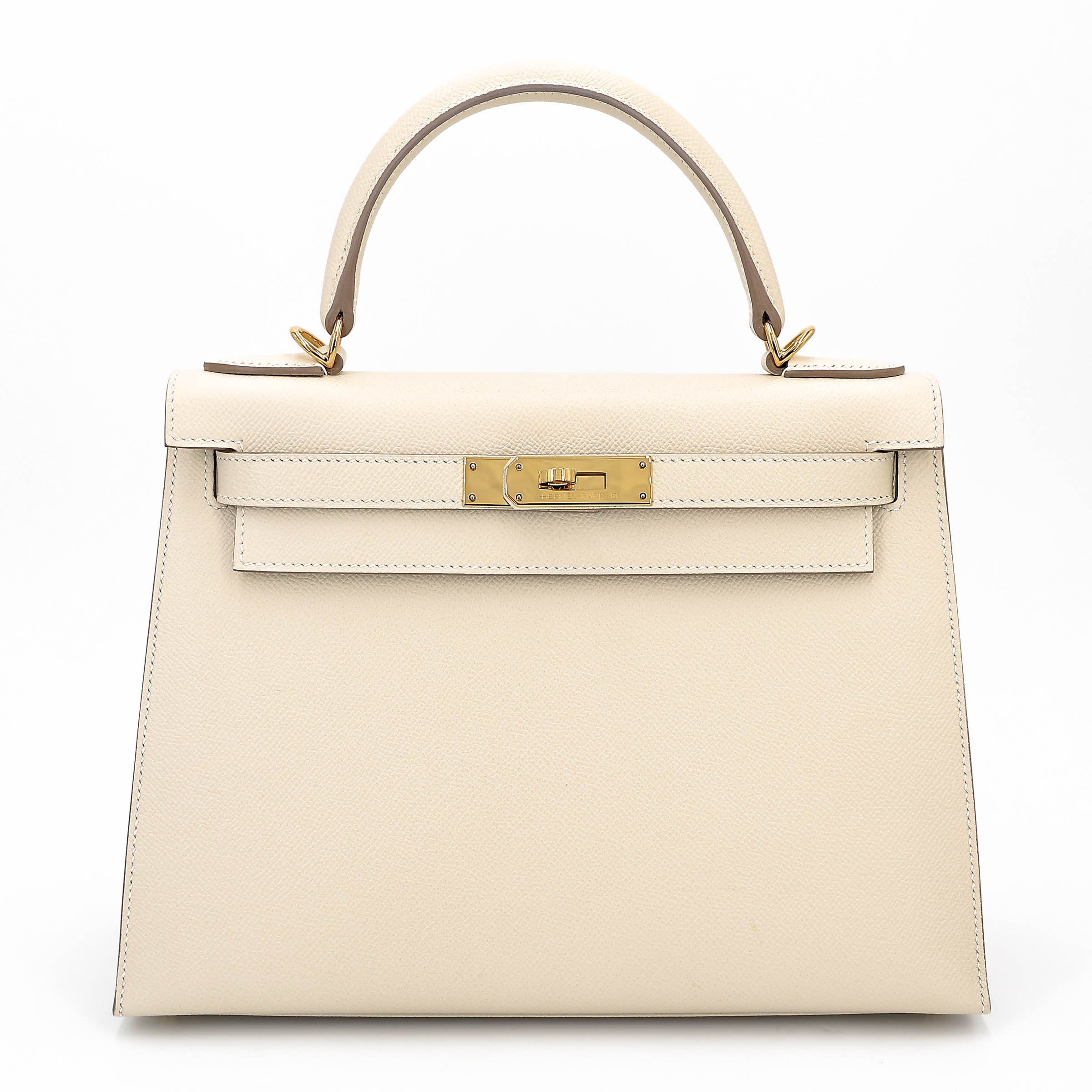 Excellent ( Rank SA ) HERMÈS Kelly 28 Sellier Craie (10) Epsom Gold hardware Y (2020)