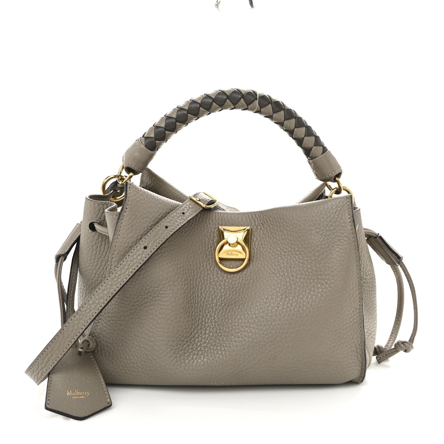 Mulberry Heavy Grain Small Iris Tote Powder Grey Dark Clay