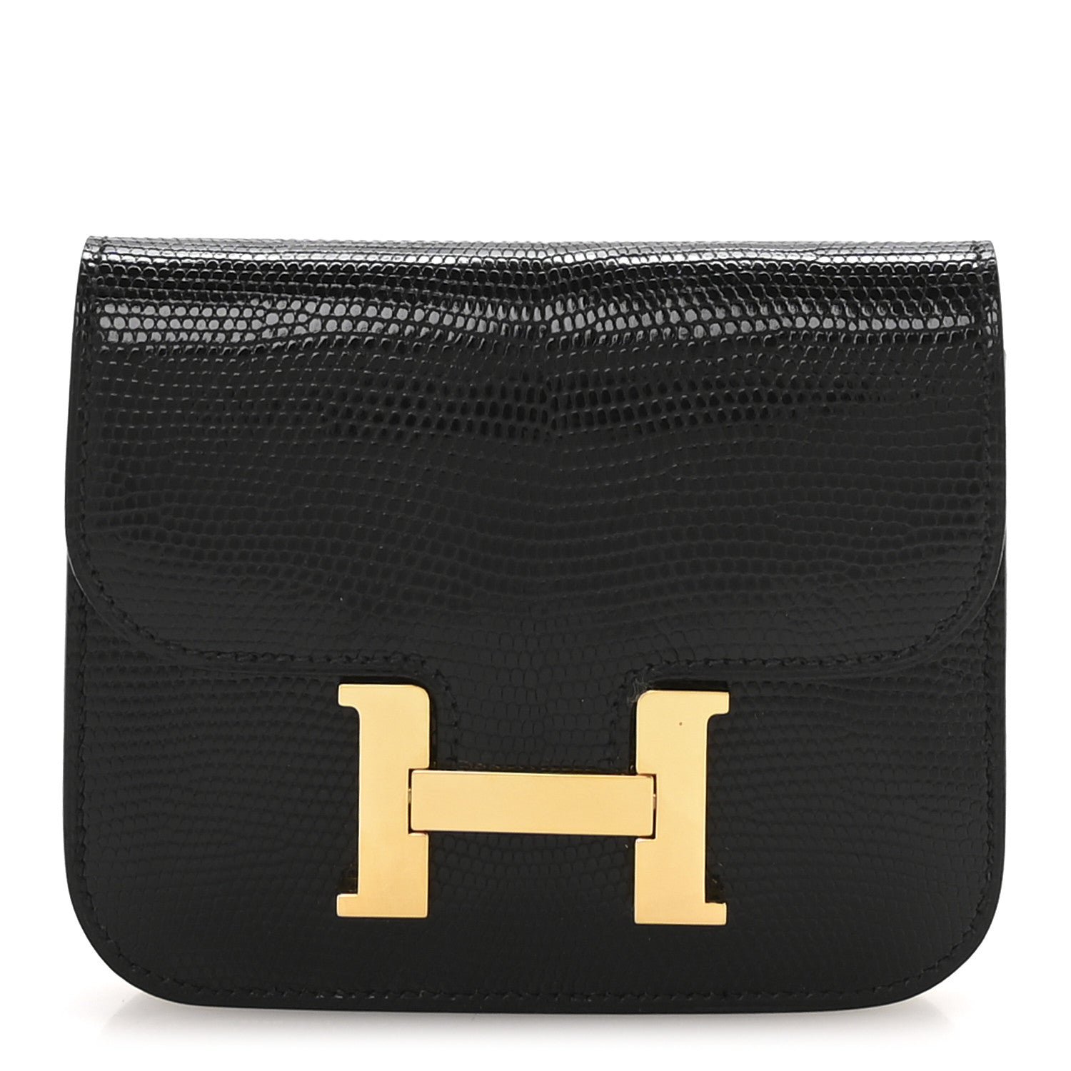 Hermes Lizard Constance Slim Wallet Black