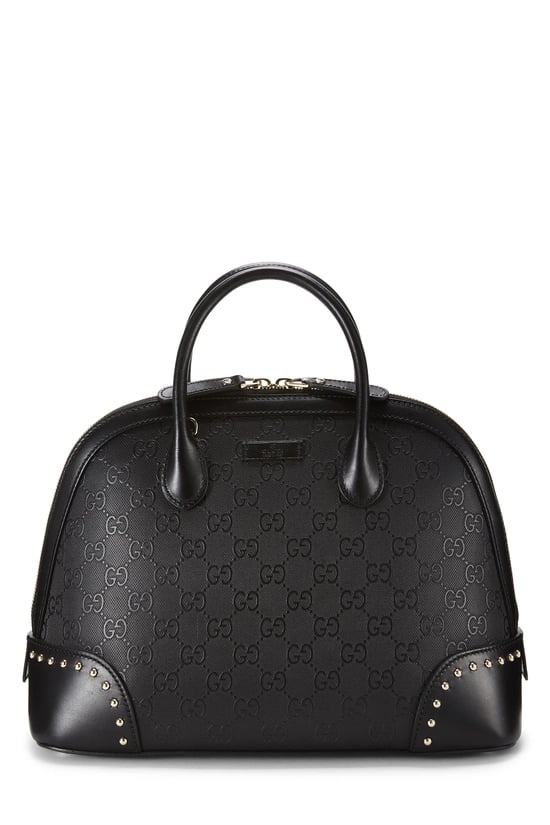 Black Embossed Top Handle Convertible Handbag