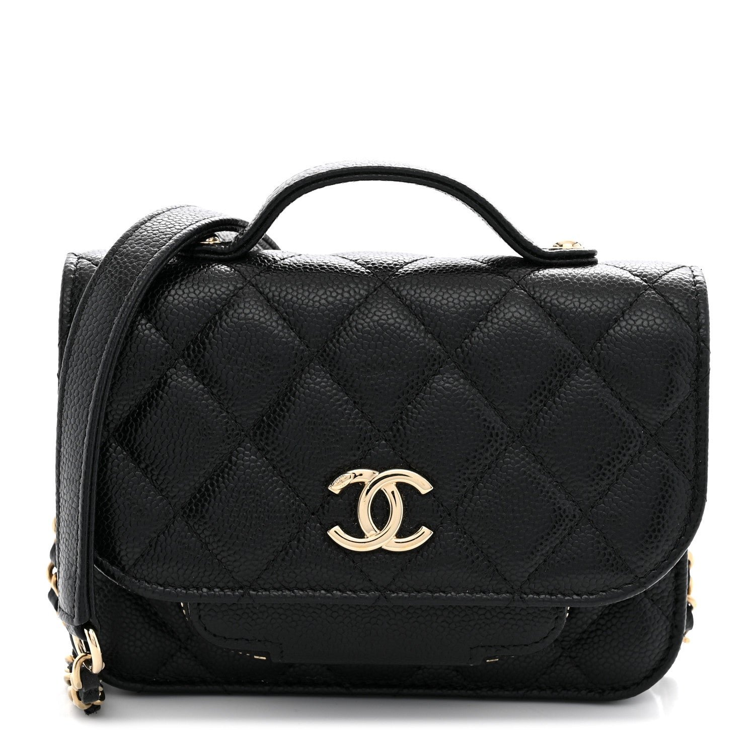 Chanel Caviar Quilted Business Affinity Clutch With Chain Black