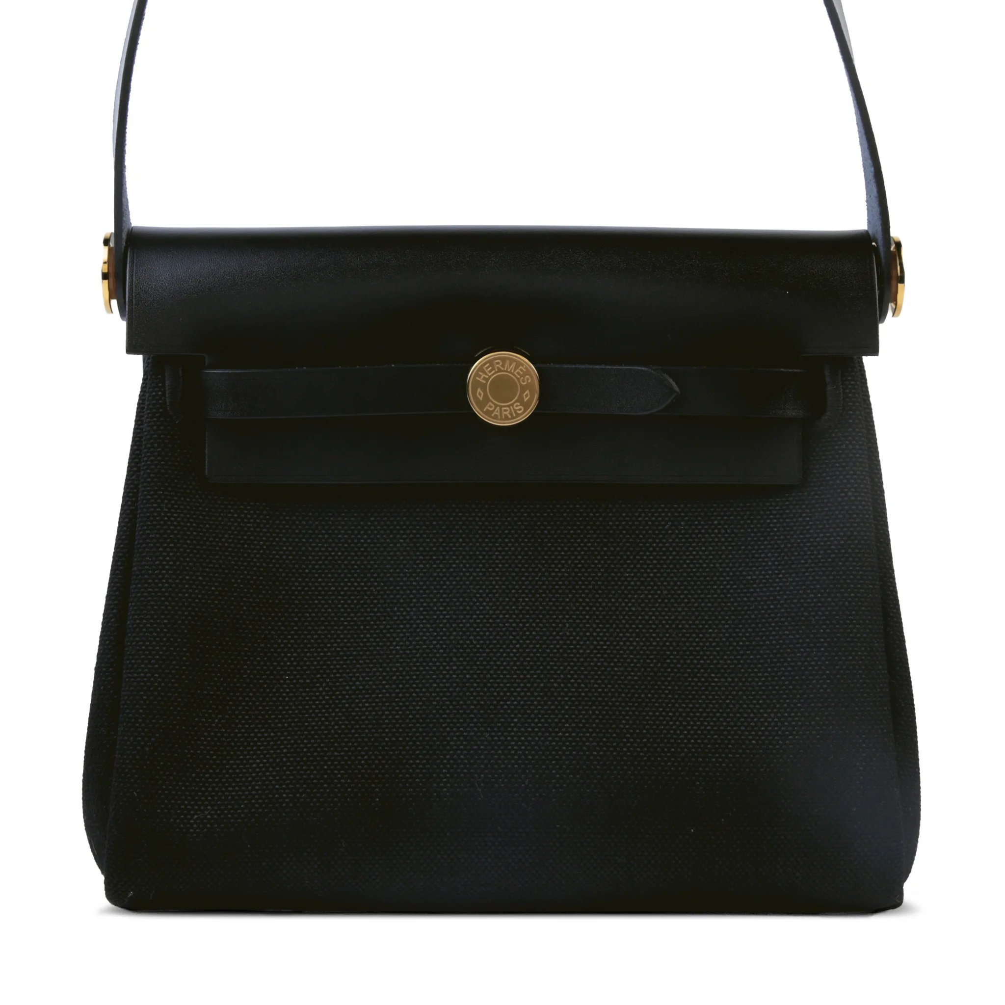 Brand New ( Rank N ) HERMÈS Herbag Zip Mini 20 Noir (89) Vache Hunter Toile H canvas Gold hardware G (2026)