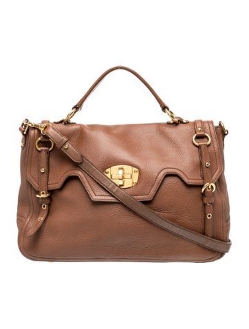 Miu Miu Leather Cervo Deerskin Buckles East West Satchel