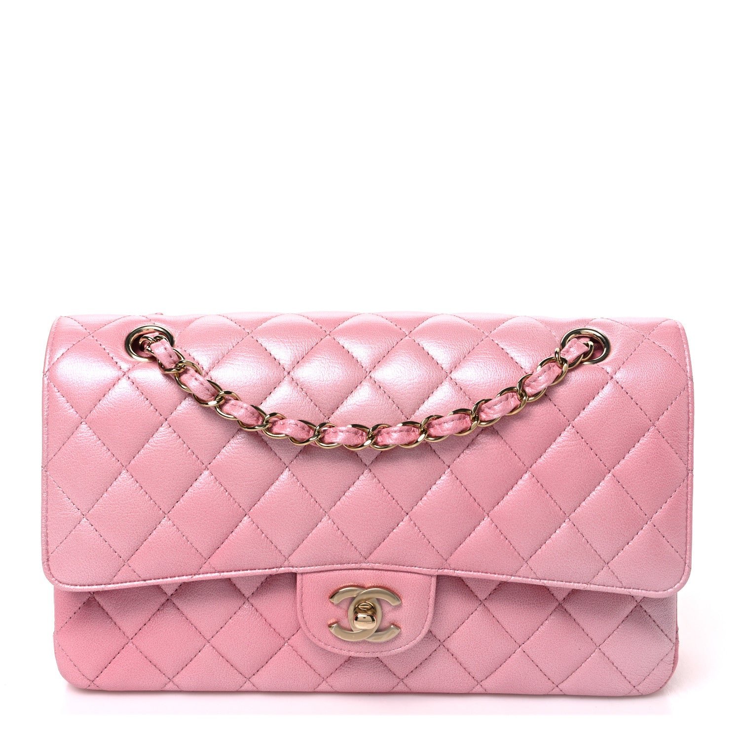 Chanel Iridescent Caviar Quilted Medium Double Flap Rose Pink