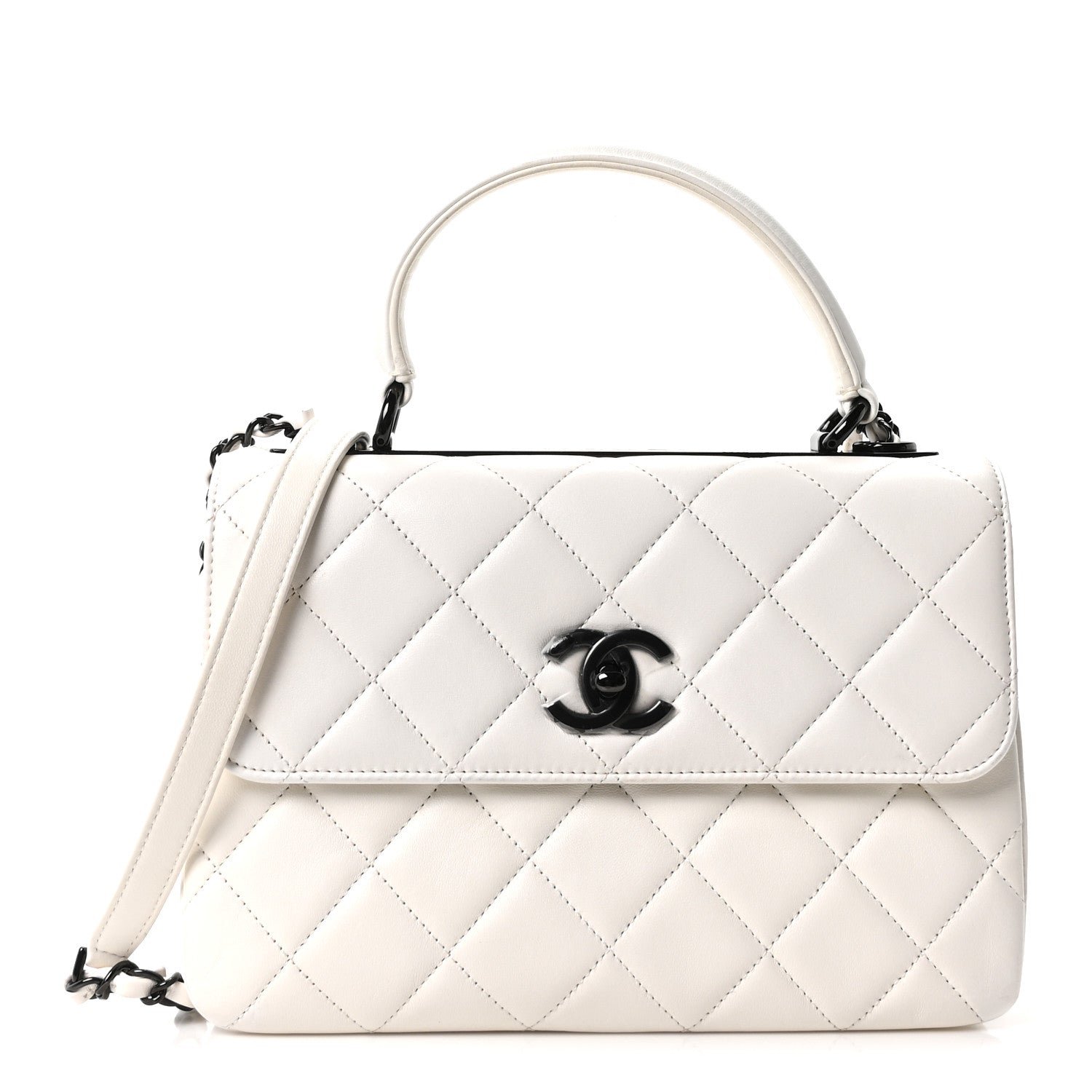 Chanel Lambskin Quilted Small Trendy CC Dual Handle Flap Bag White