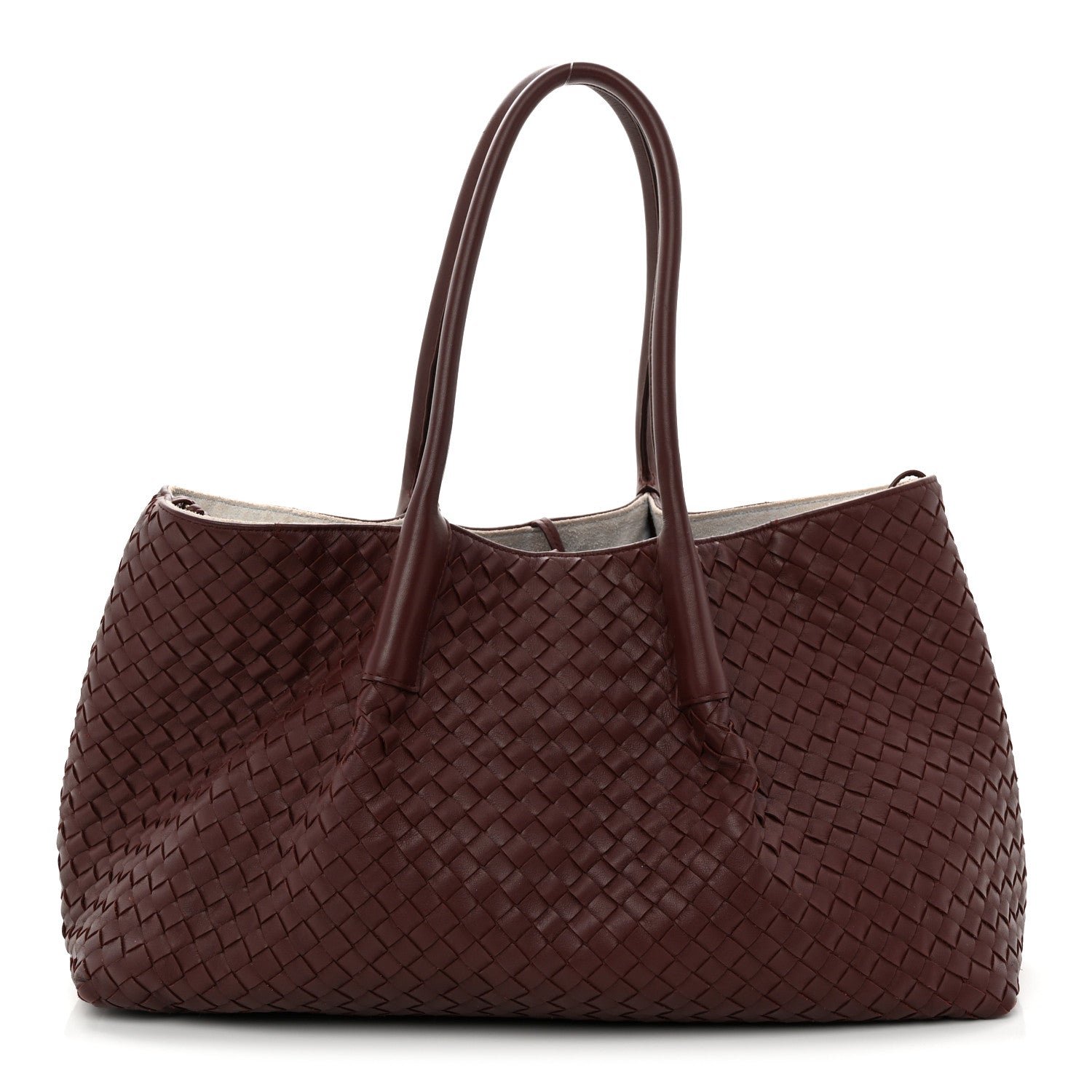 Bottega Veneta Calfskin Intrecciato Pinacoteca Reversible Tote Madder Brown Lunar
