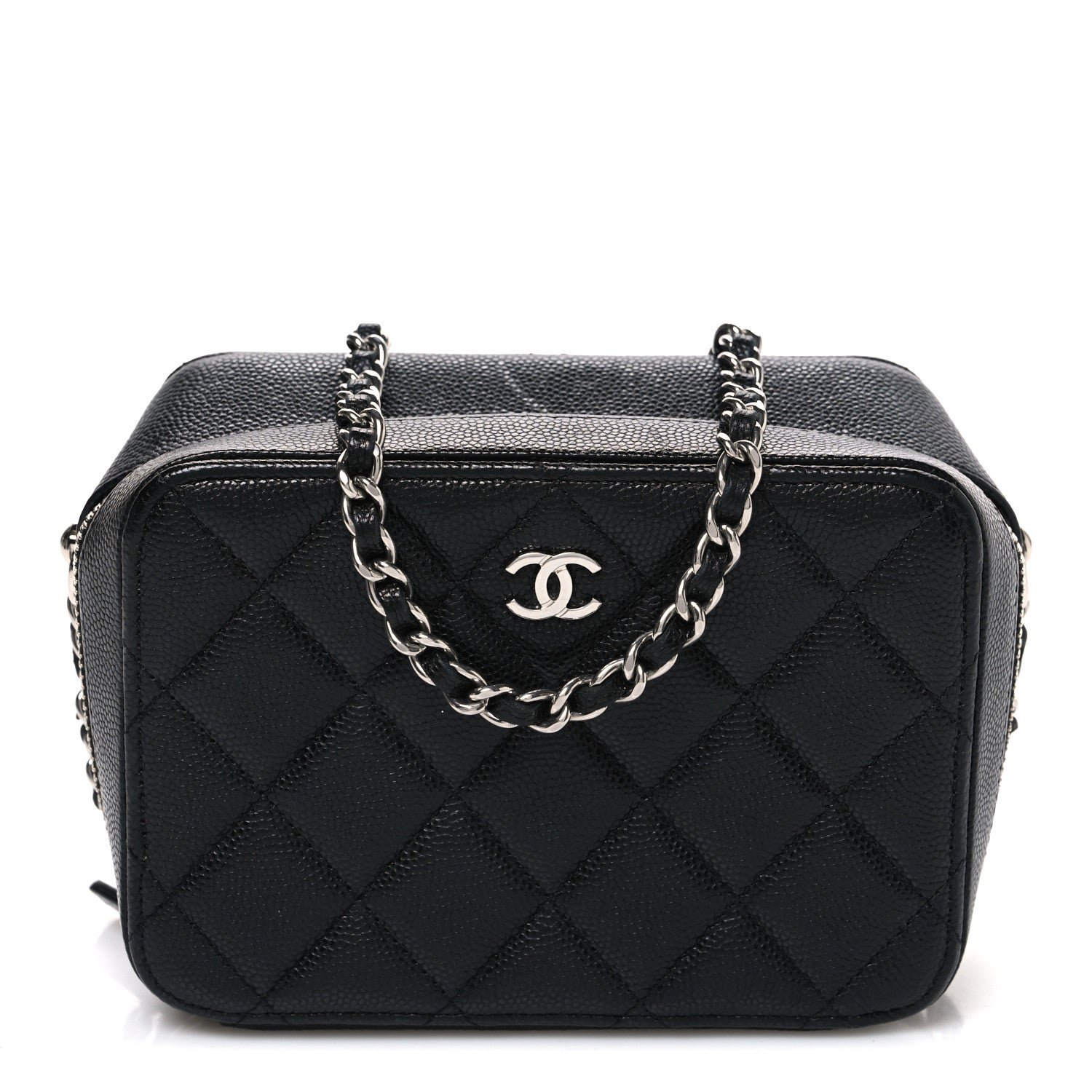 Chanel Caviar Quilted CC Vanity Case With Chain Black