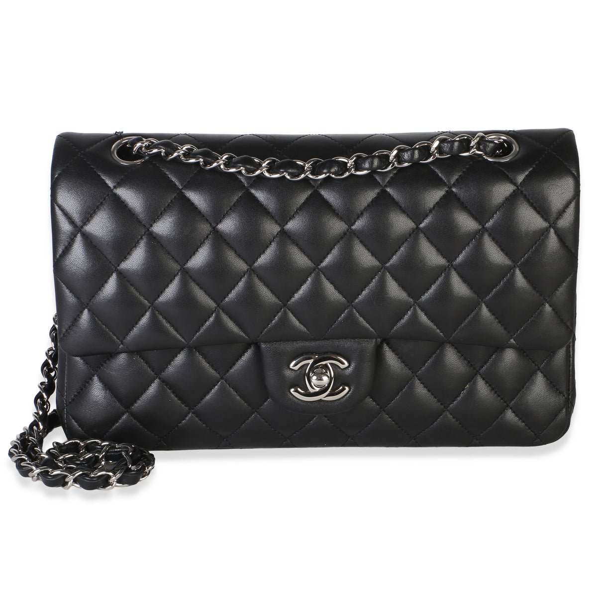 Black Quilted Lambskin Medium Classic Double Flap Bag