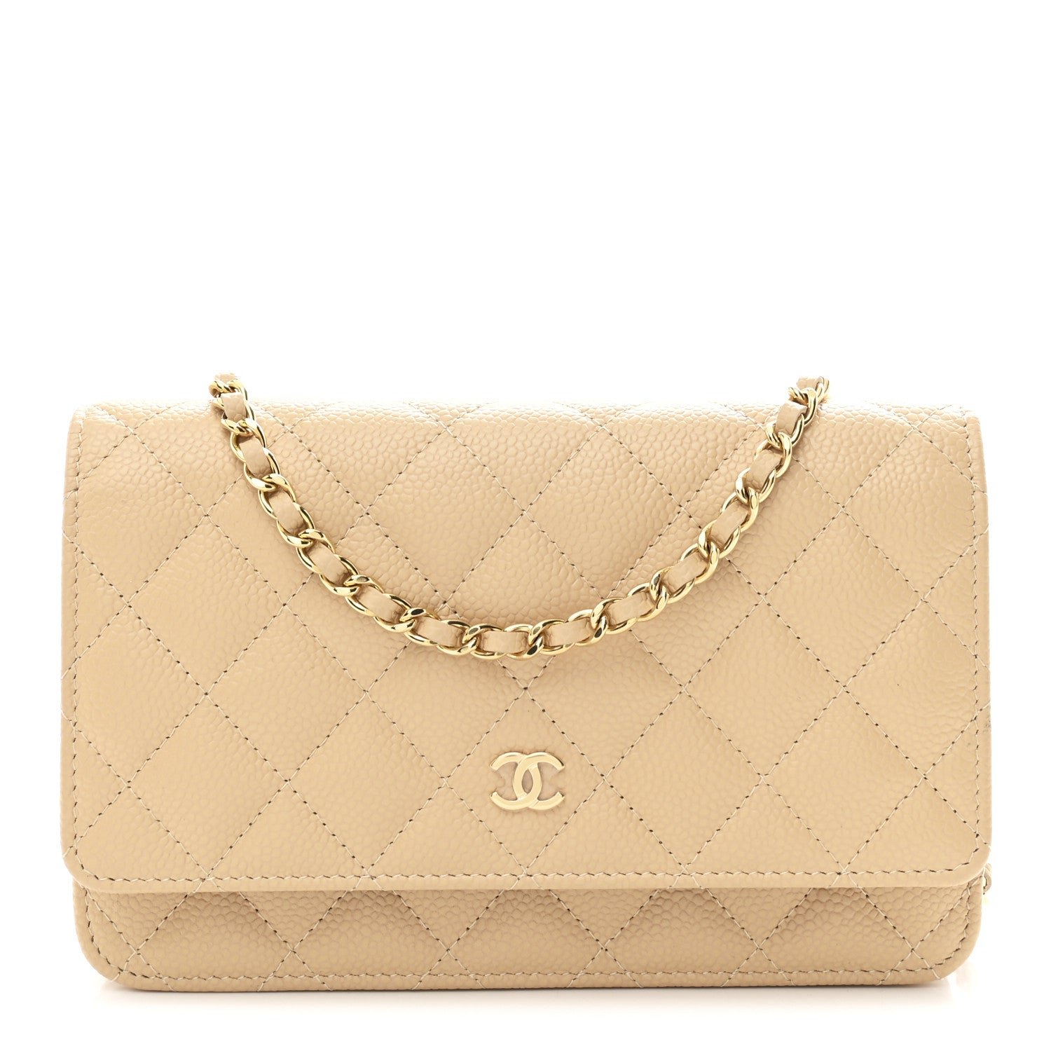 Chanel Caviar Quilted Wallet on Chain WOC Beige