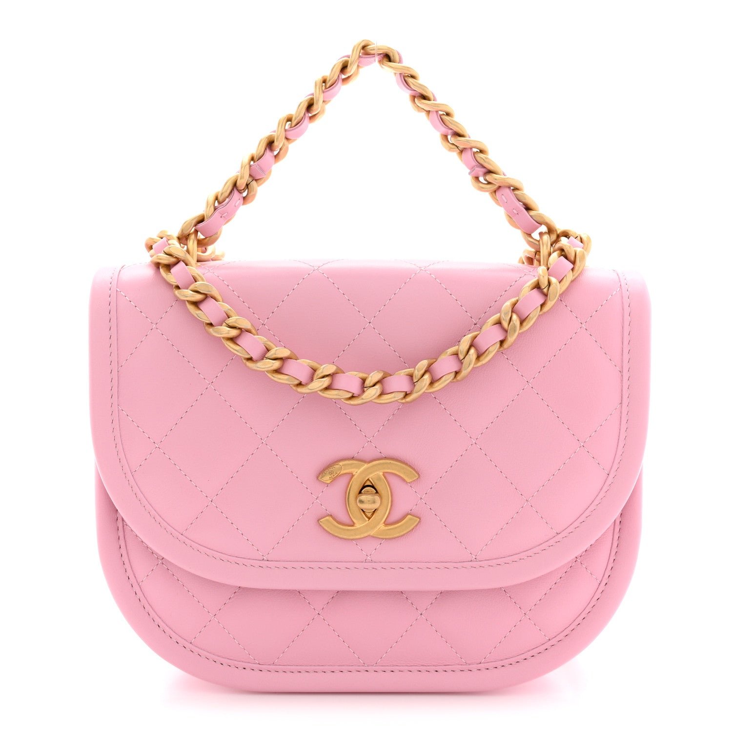 Chanel Calfskin Quilted Small Messenger Flap Light Pink