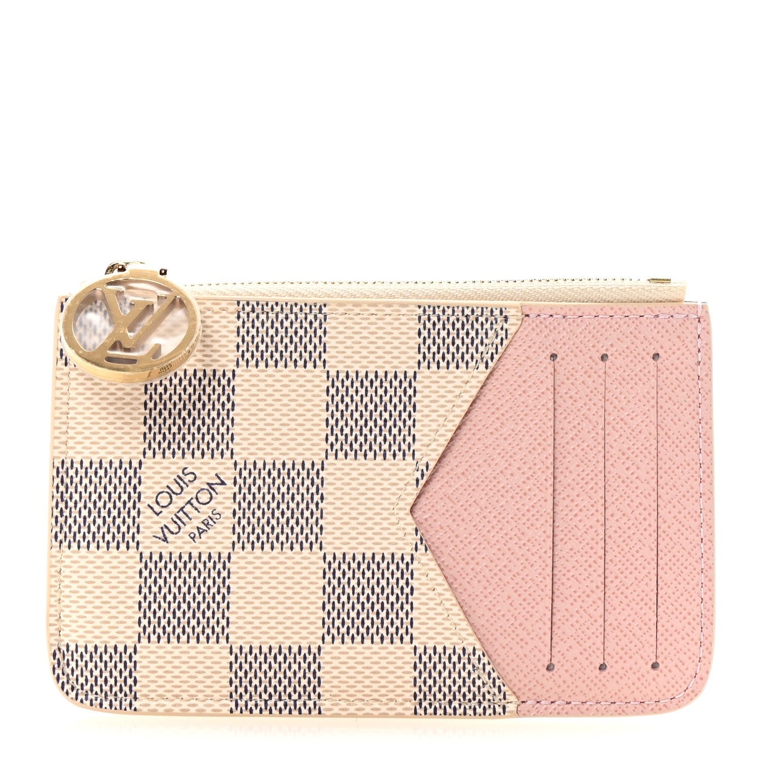 Louis Vuitton Damier Azur Zipped Romy Card Holder Rose Ballerine