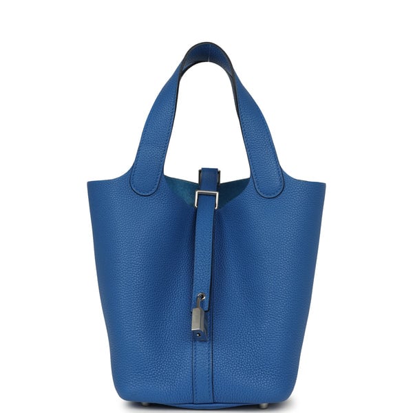 Hermes Picotin Lock 18 Bleu Zellige Maurice Palladium Hardware