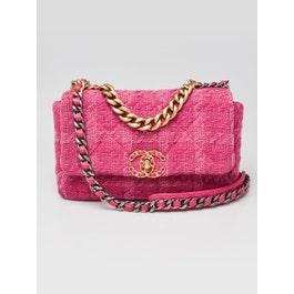 Chanel Pink Quilted Tweed Small Chanel 19 Flap Bag