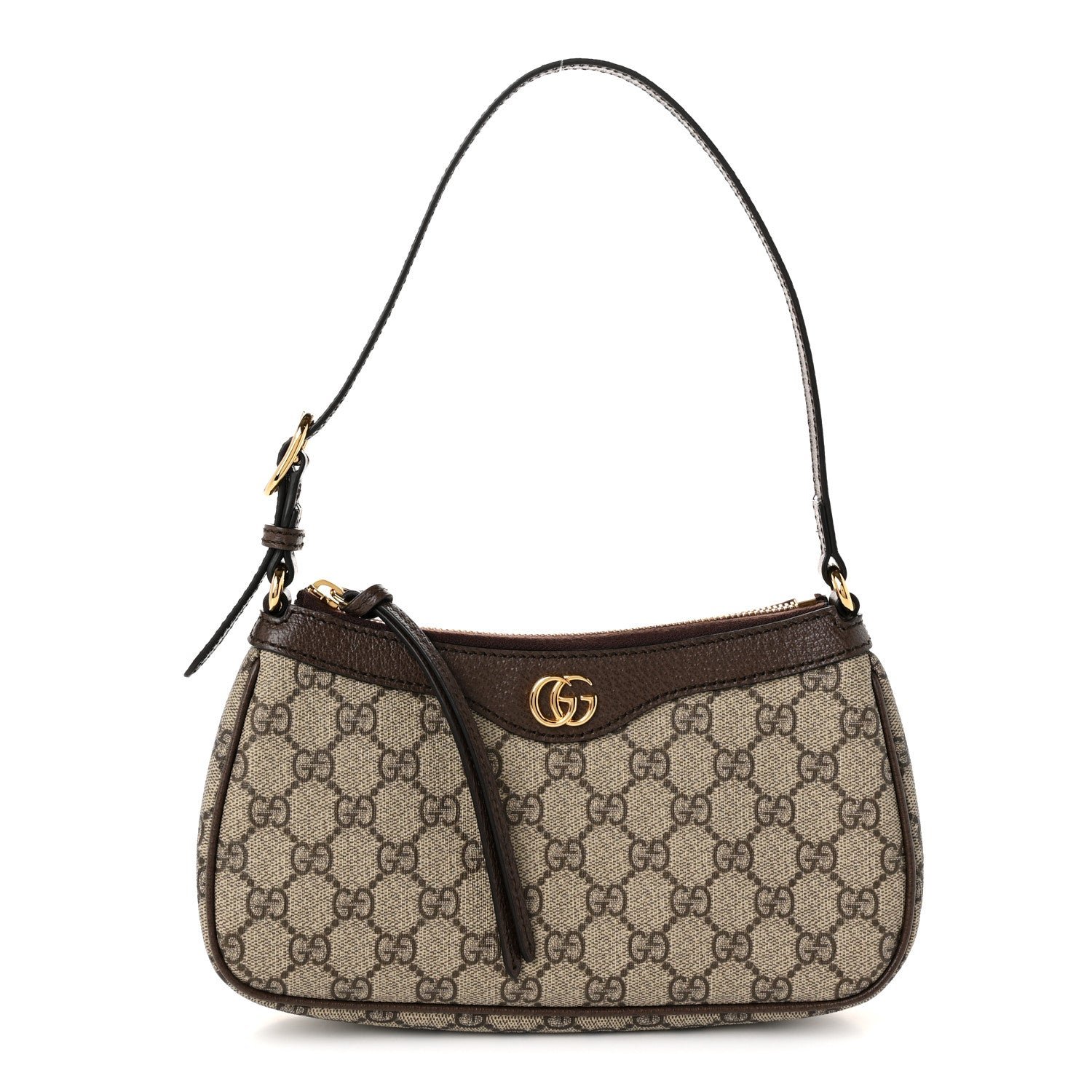 Gucci GG Supreme Monogram Textured Dollar Calfskin Small Ophidia Hobo Beige Ebony New Acero