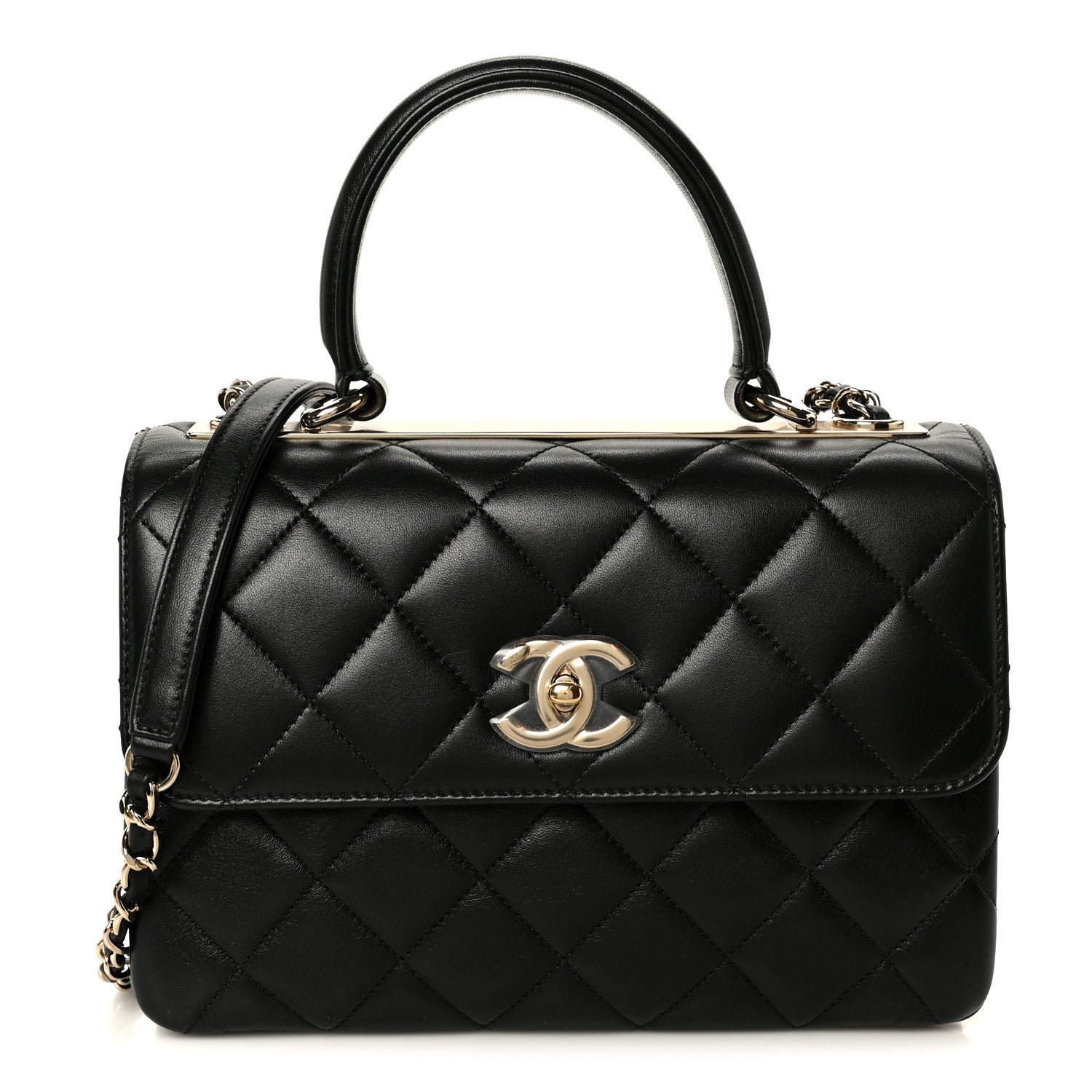 Chanel Lambskin Quilted Small Trendy CC Dual Handle Flap Bag Black