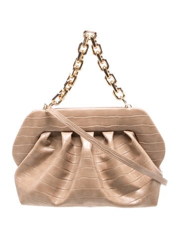 Themoire Embossed Leather Shoulder Bag