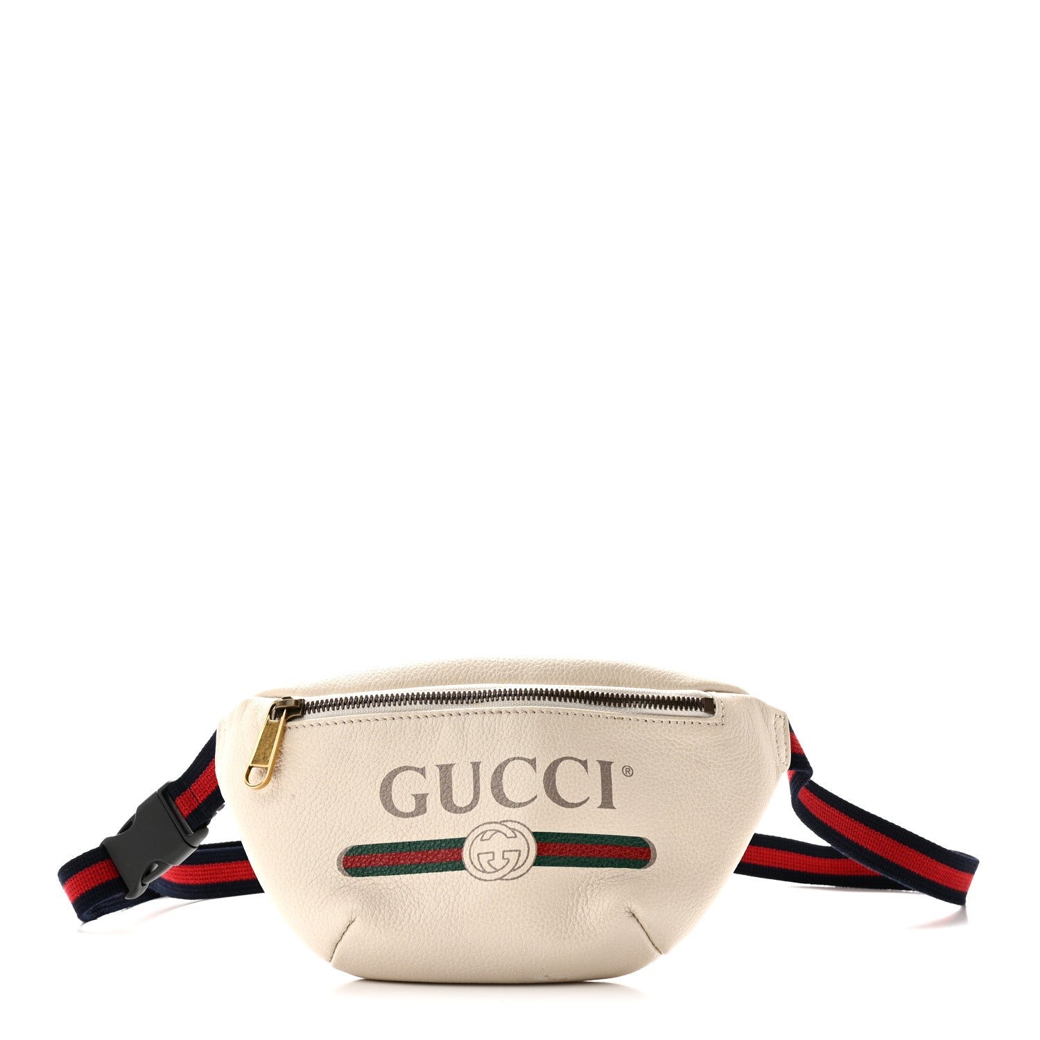 Gucci Grained Calfskin Small Logo Belt Bag White