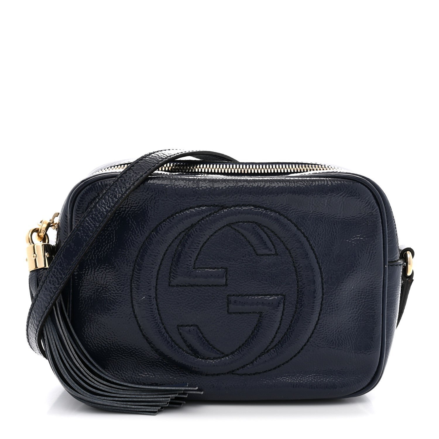 Gucci Soft Patent Small Soho Disco Bag Navy