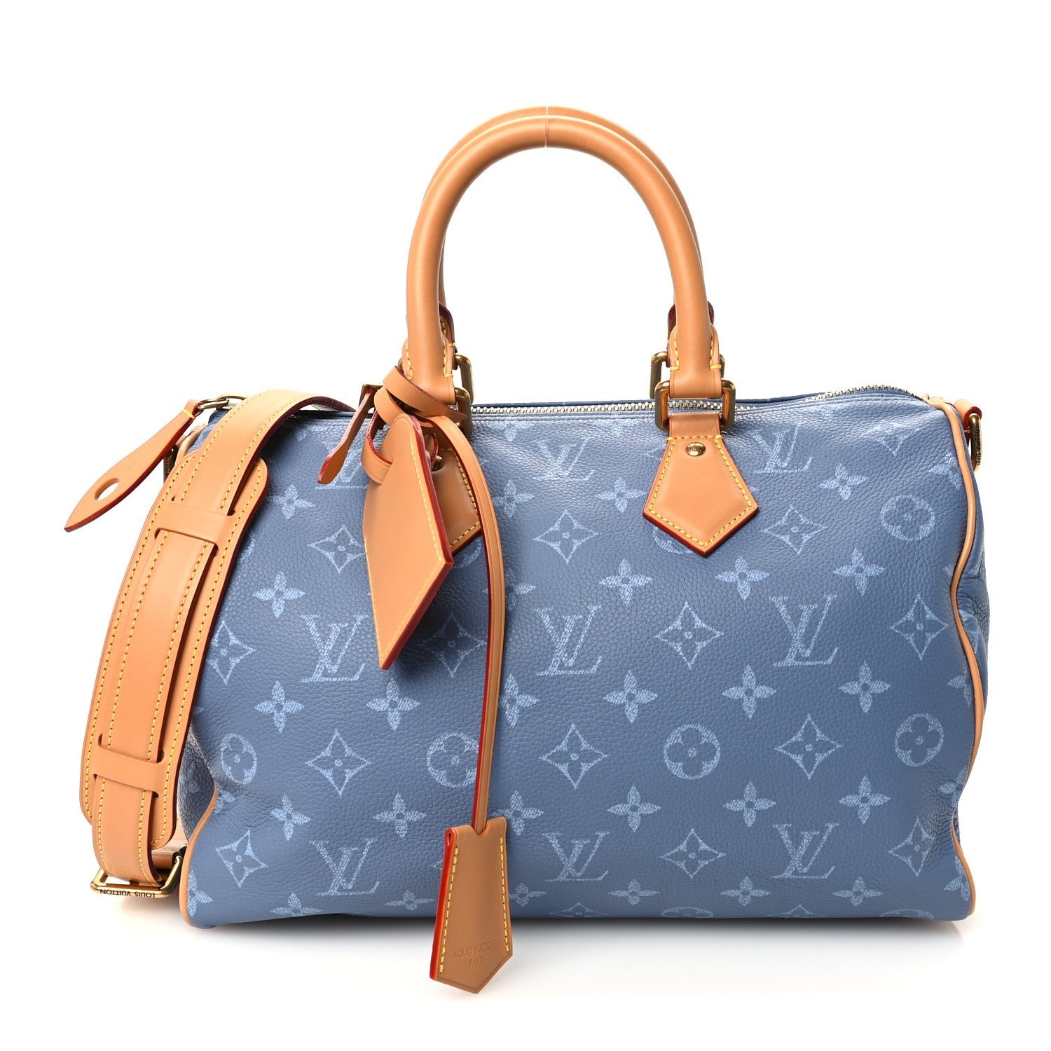 Louis Vuitton Calfskin Monogram Speedy P9 Bandouliere 30 Silk Blue