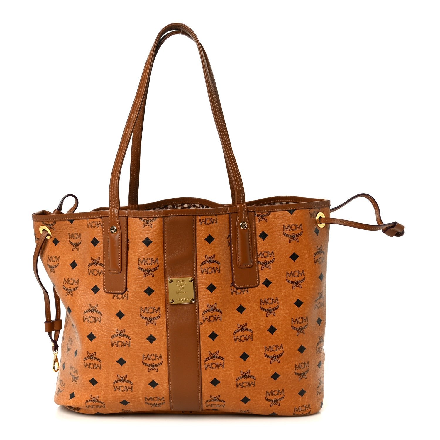 MCM MCM Visetos Medium Liz Reversible Shopper Tote Cognac