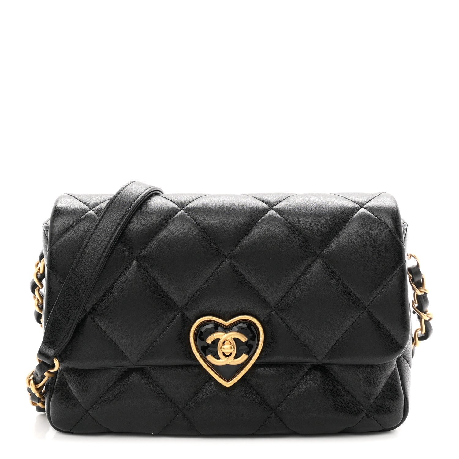 Chanel Lambskin Plexiglass Quilted Coco Love Flap Black