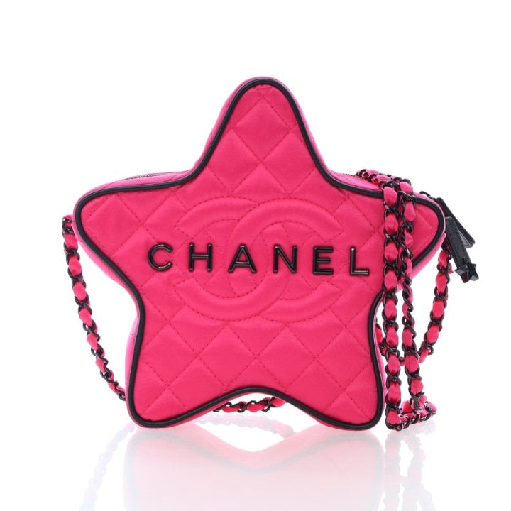 Chanel Pink Satin Walk Of Fame Star Crossbody Bag