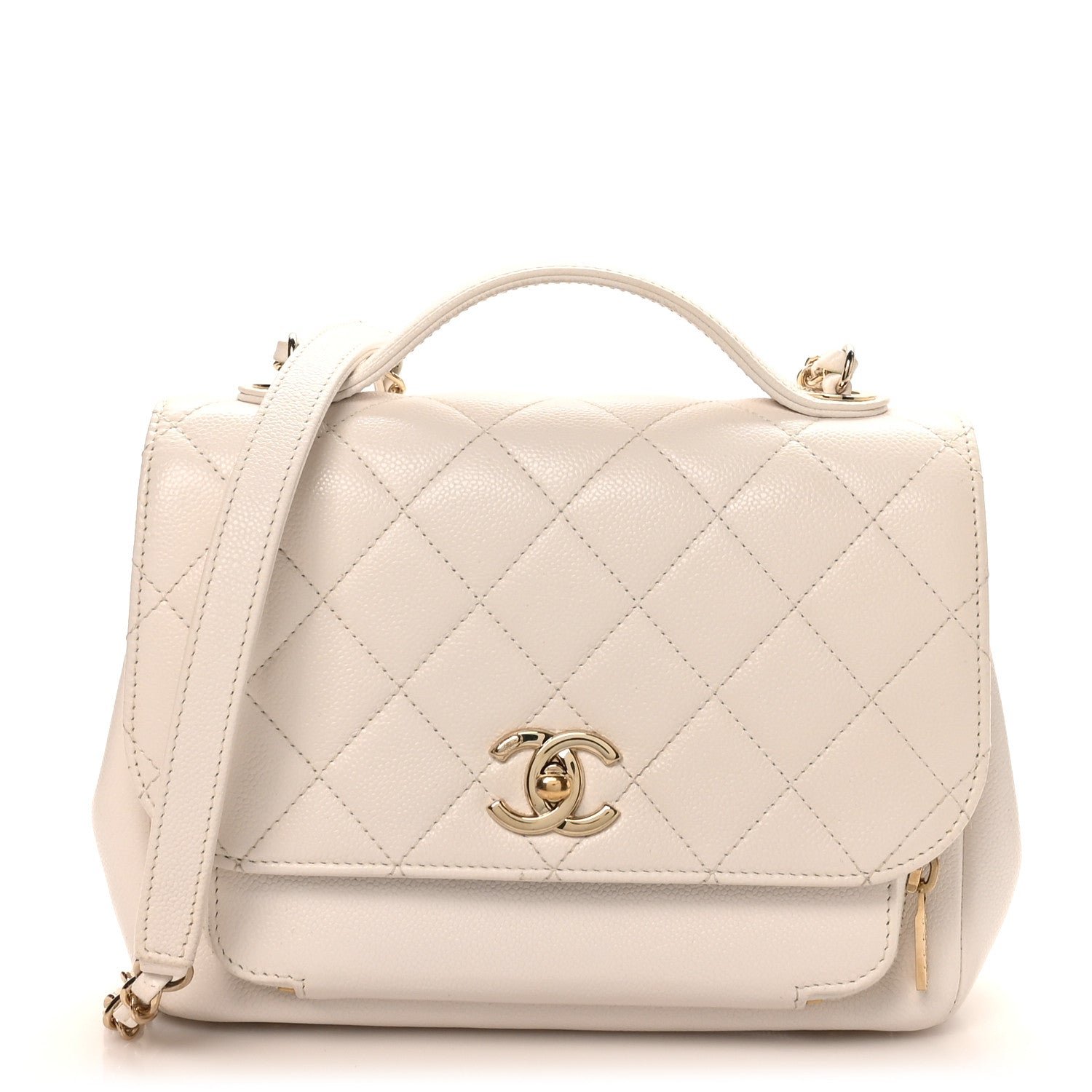 Chanel Caviar Quilted Medium Business Affinity Flap White