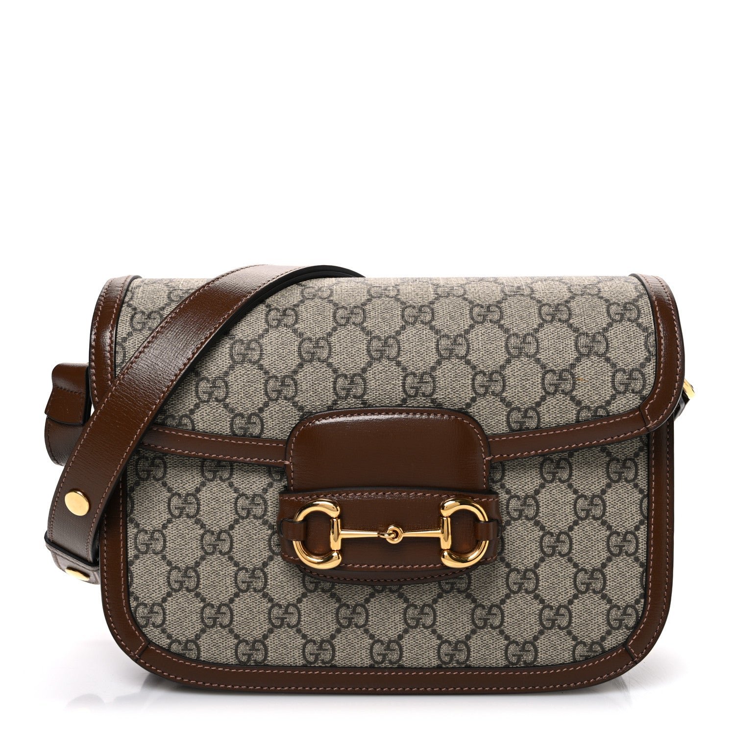 Gucci GG Supreme Monogram Horsebit 1955 Shoulder Bag Beige Brown Sugar