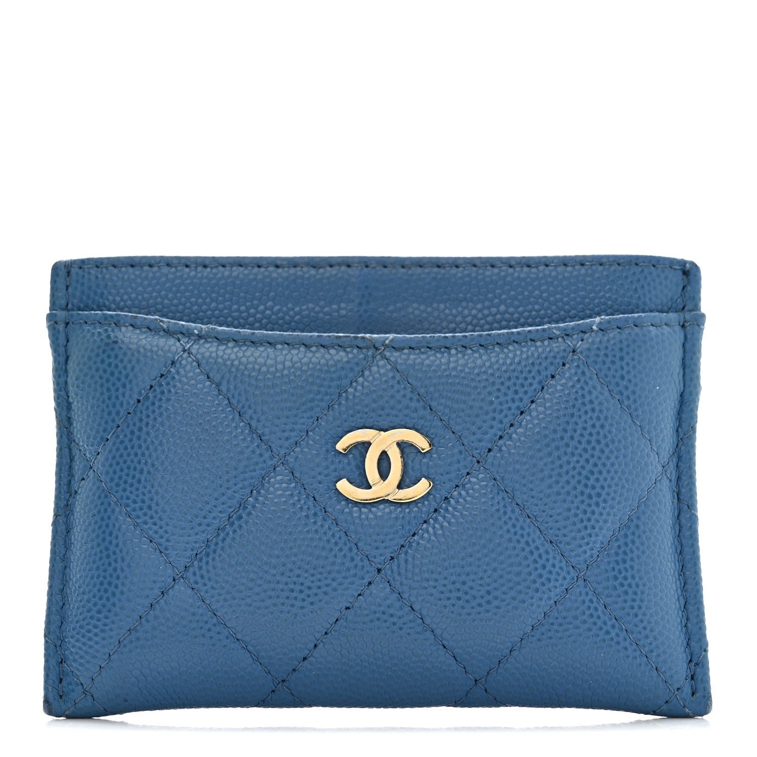 Chanel Caviar Quilted Card Holder Blue