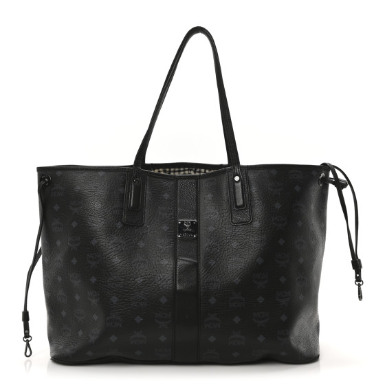 MCM Visetos Large Liz Reversible Shopper Tote Black