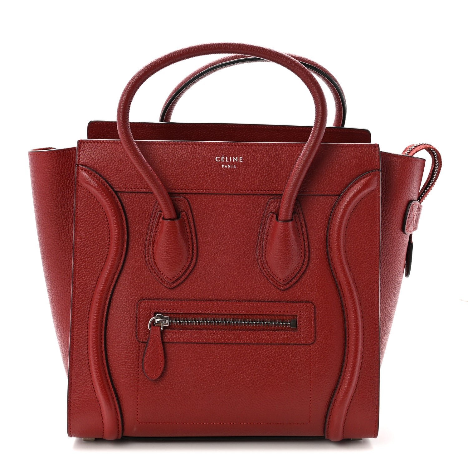 Celine Drummed Calfskin Micro Luggage Merlot
