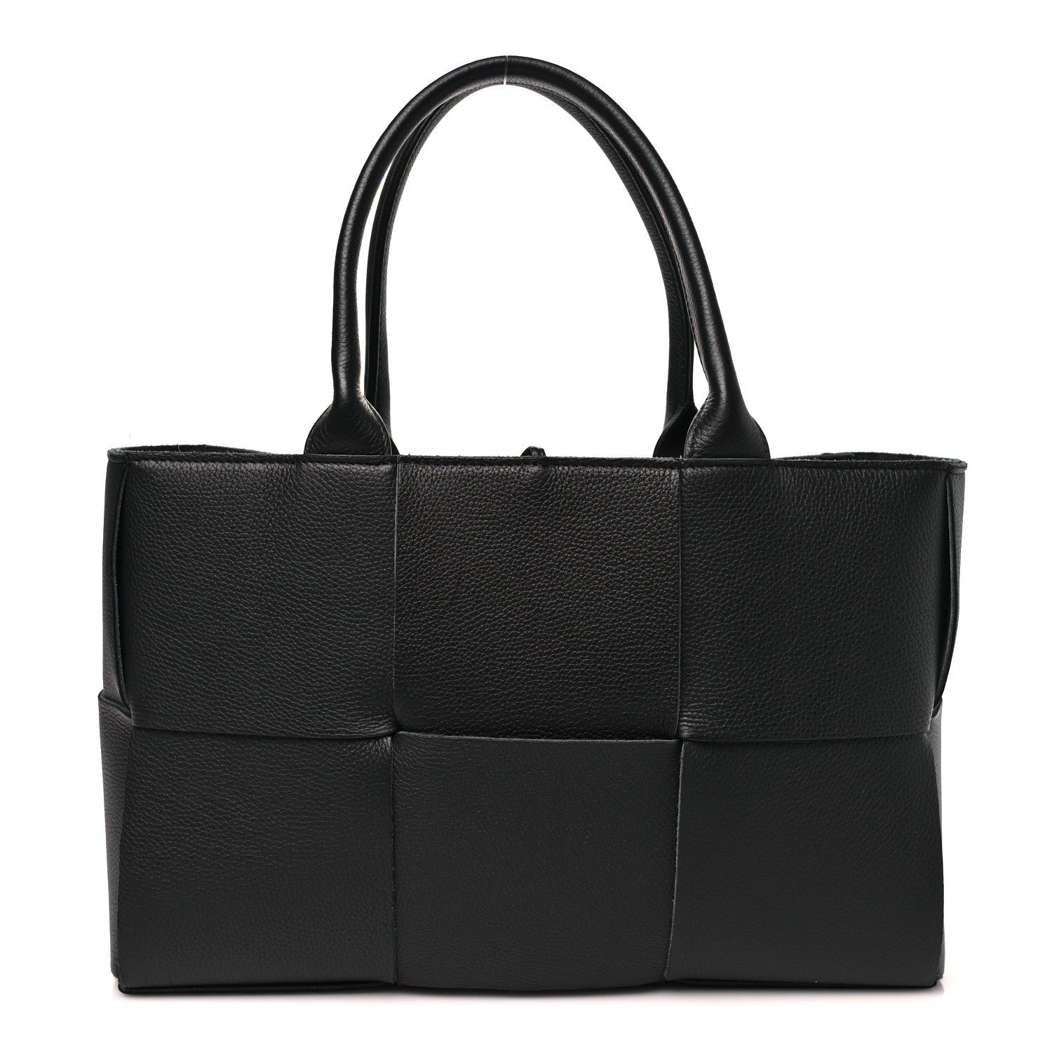 Bottega Veneta Grained Calfskin Intrecciato Small Arco Tote Black