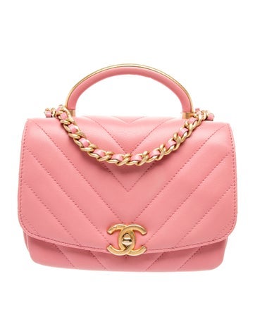 Chevron CC Top Handle Flap Bag