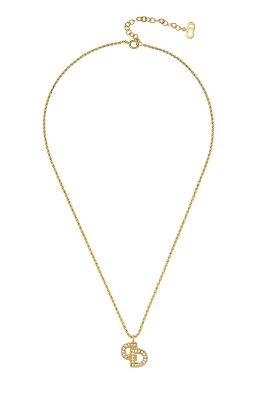 Dior Gold Crystal CD Logo Necklace