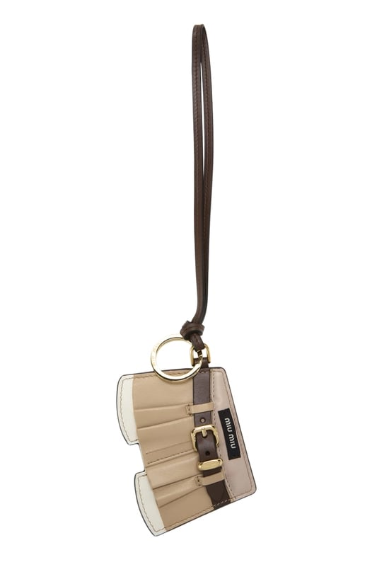 Beige Leather Mini Skirt Bag Charm