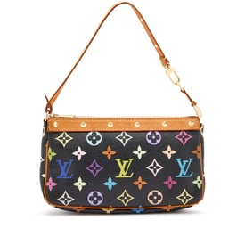 Louis Vuitton Takashi Murakami Black Monogram Multicolore Pochette Accessories Gold Hardware, 2003