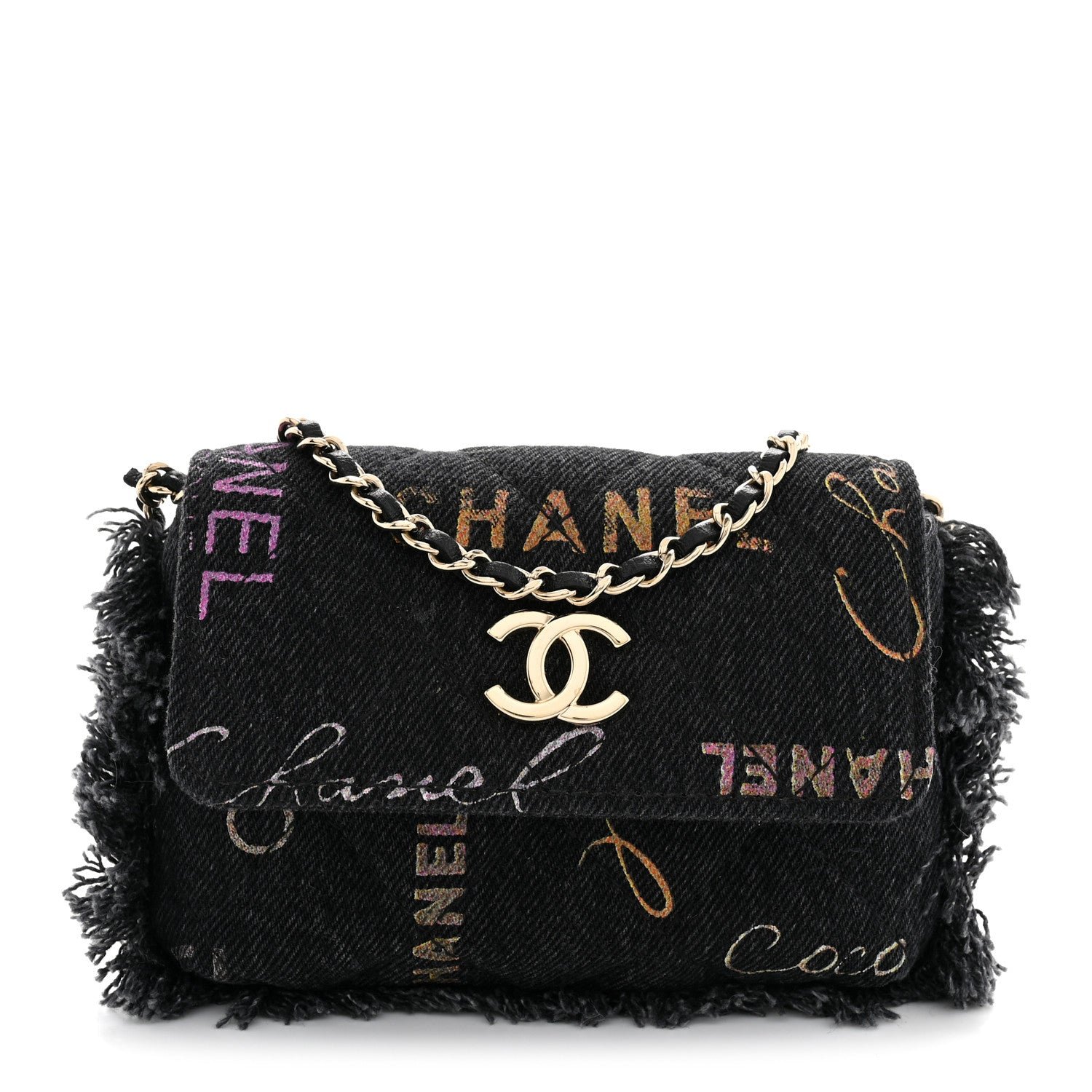 Chanel Denim Quilted Denim Mood Belt Bag Black Multicolor
