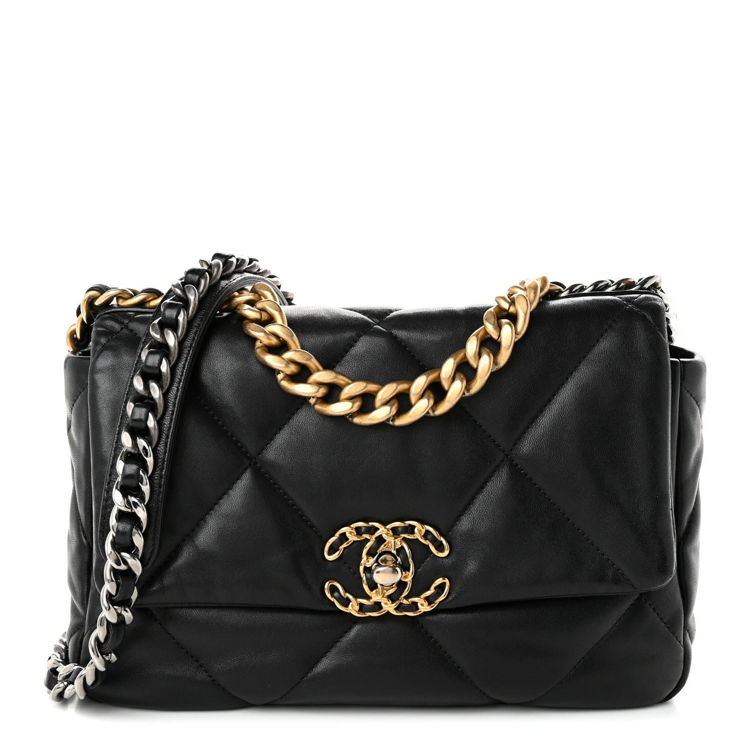 Chanel Lambskin Quilted Medium Chanel 19 Flap Black